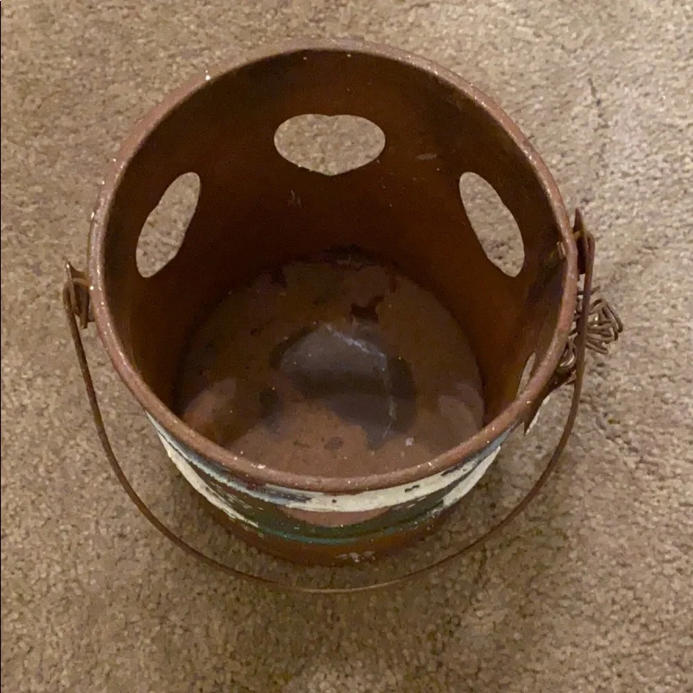 Holiday/Winter Candle Holder - Rustic winter themed tin candle holder